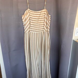 Striped Tan and Cream Women's Jumpsuit